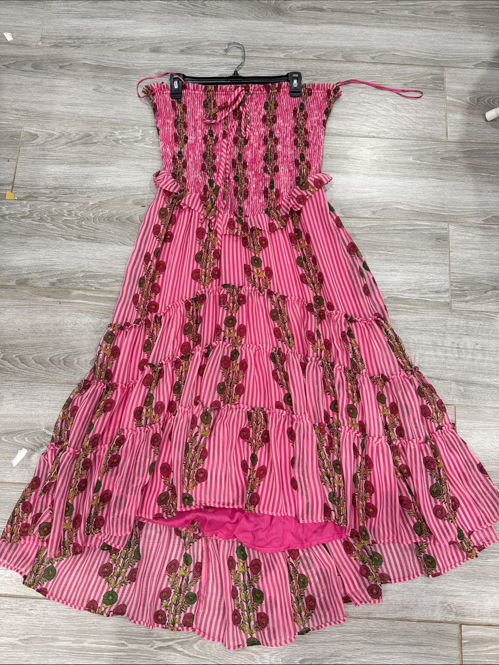 Free People Pink Floral Stripe Maxi Dress